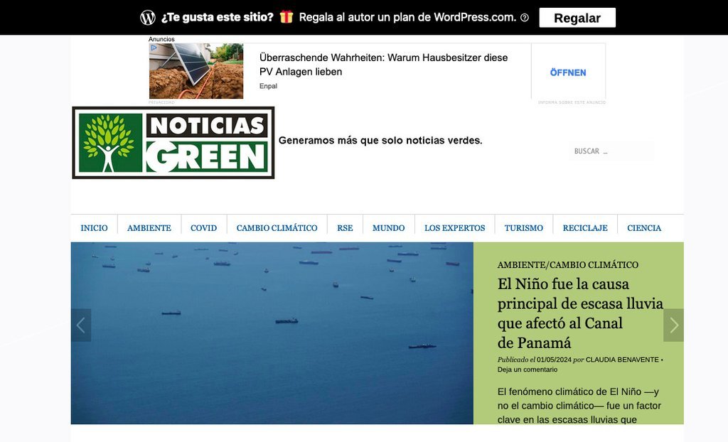 Screenshot of the Noticias Green website