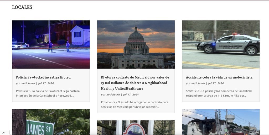Screenshot of the Noticias Rhode Island website