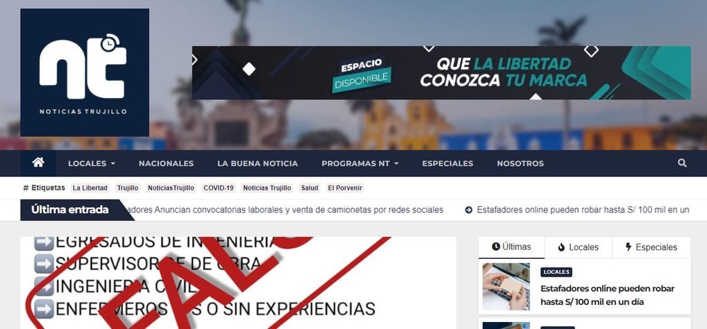 Screenshot of the Noticias Trujillo website
