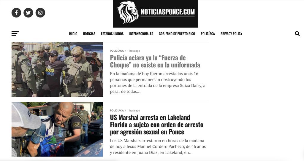 Screenshot of the noticiasponce.com website