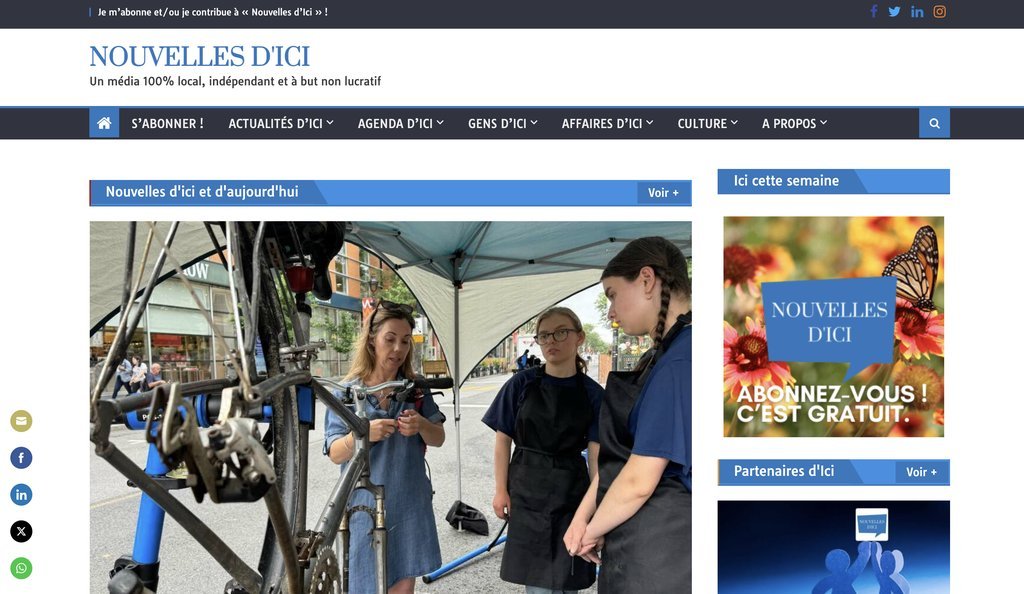 Screenshot of the Nouvelles d'Ici website