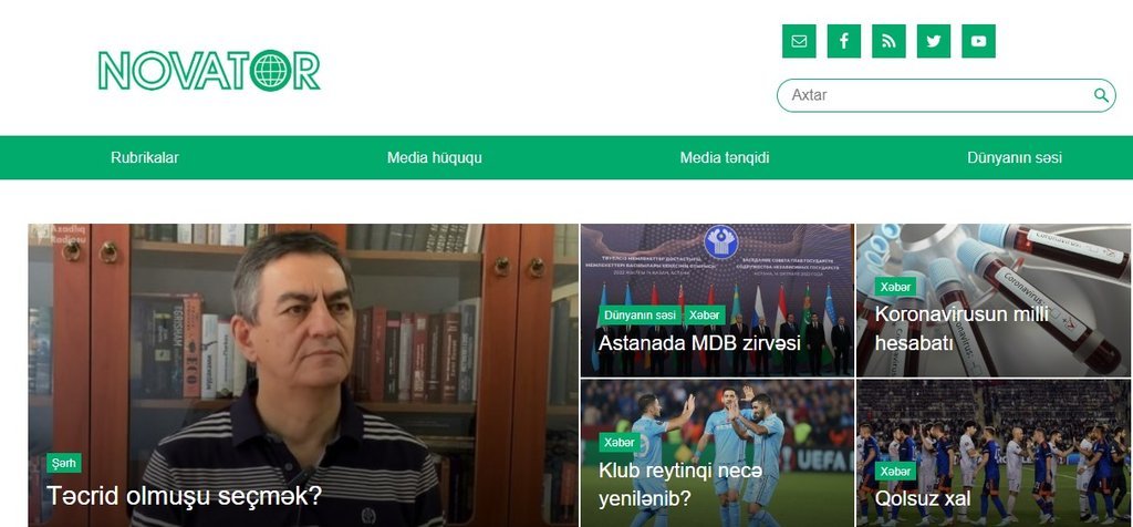 Screenshot of the Novator.az website