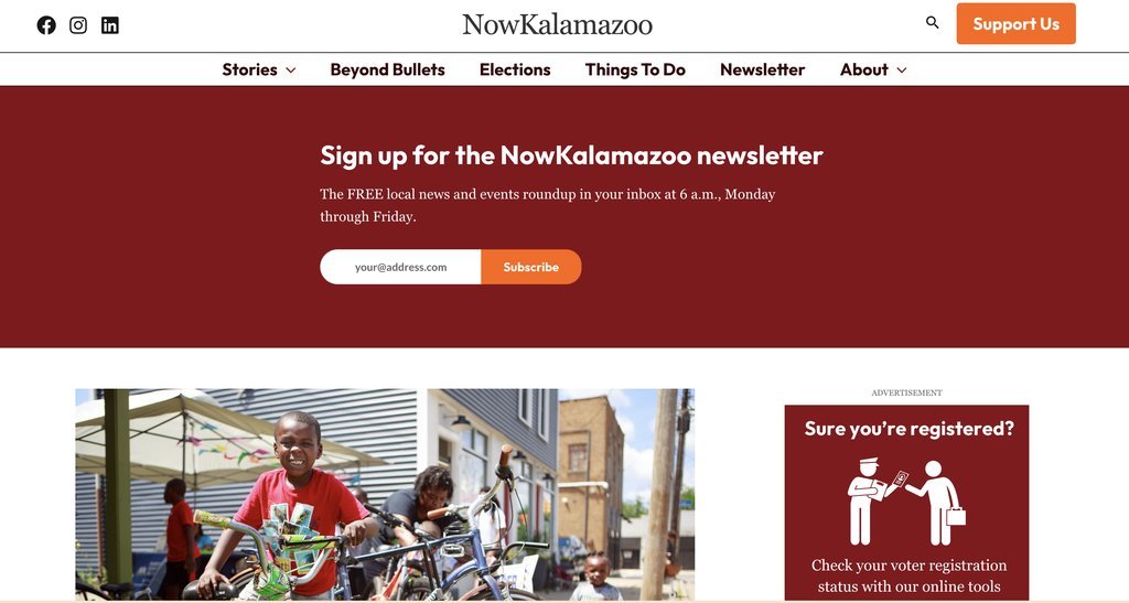 Screenshot of the NowKalamazoo website