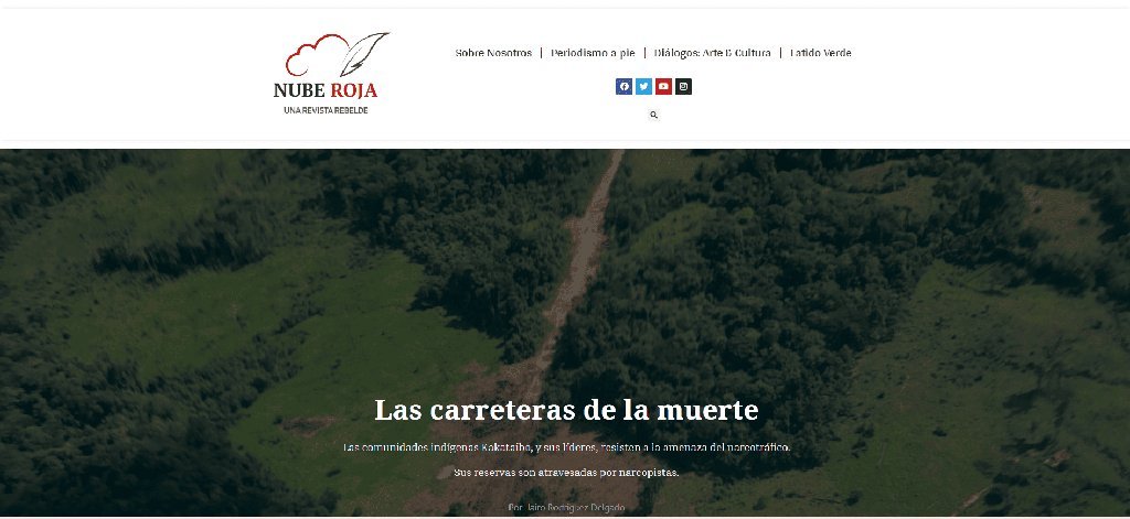 Screenshot of the Nube Roja website