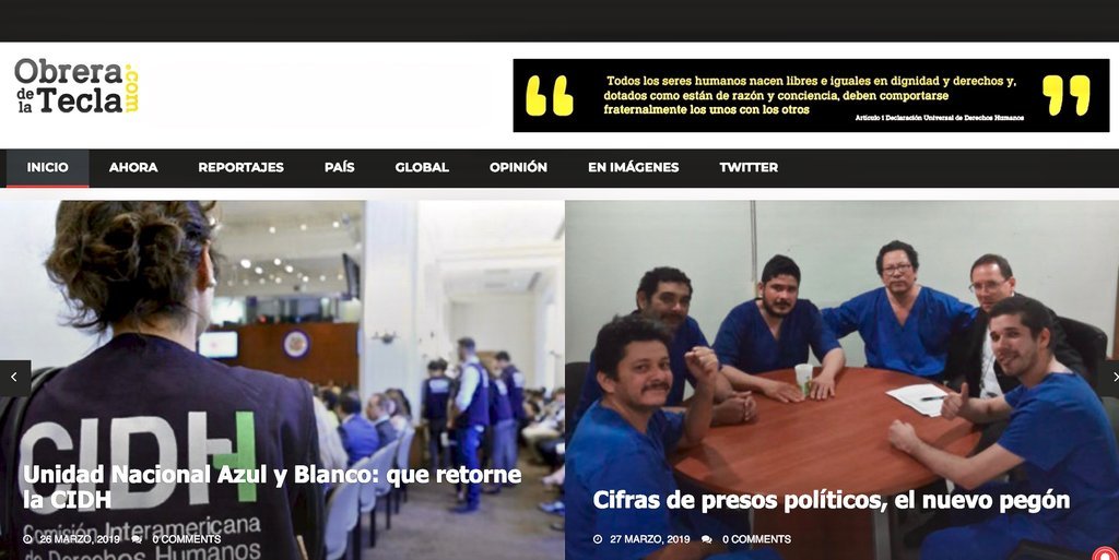 Screenshot of the Obrera De La Tecla website