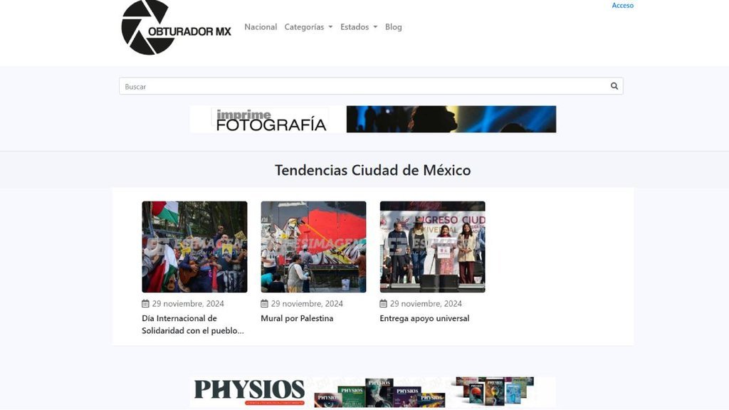 Screenshot of the Obturador Mx website