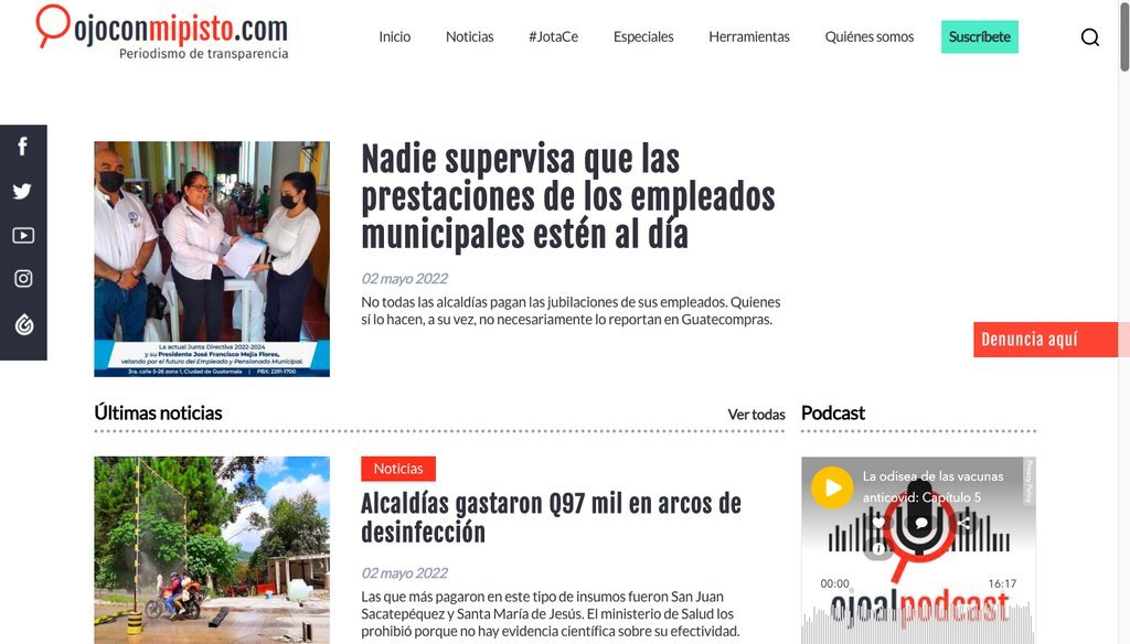Screenshot of the Ojoconmipisto website