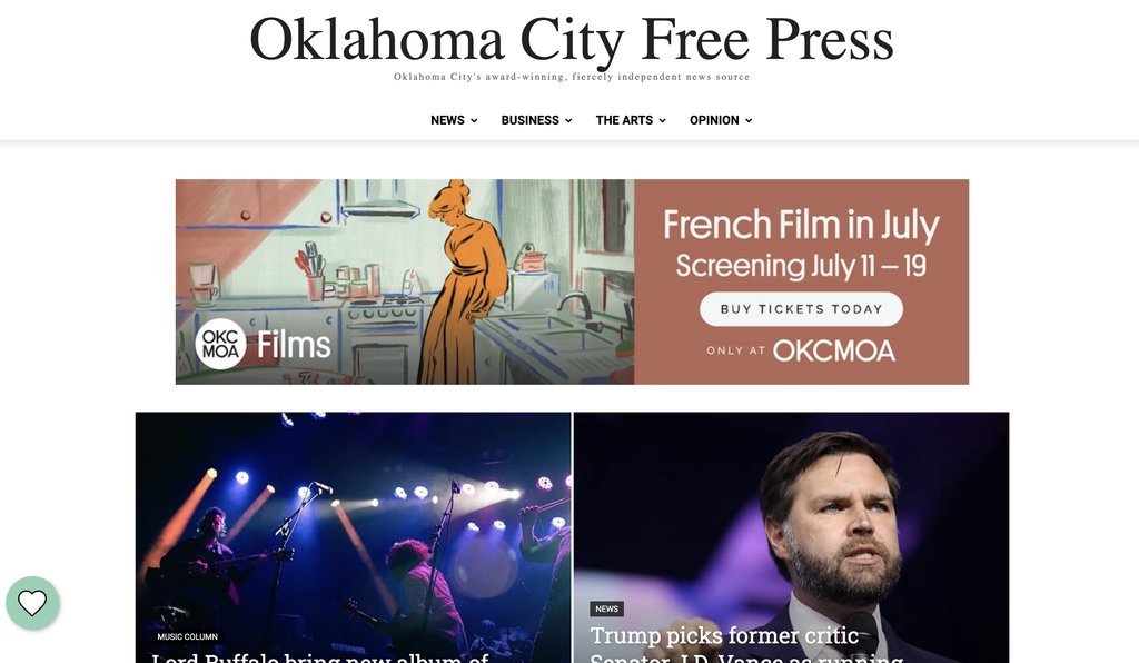 Screenshot of the Oklahoma City Free Press website