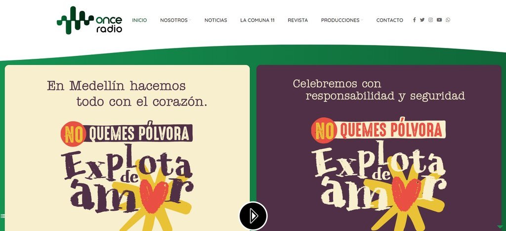 Screenshot of the Once Radio website