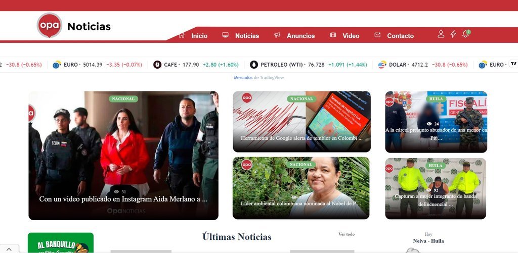 Screenshot of the Opa Noticias website