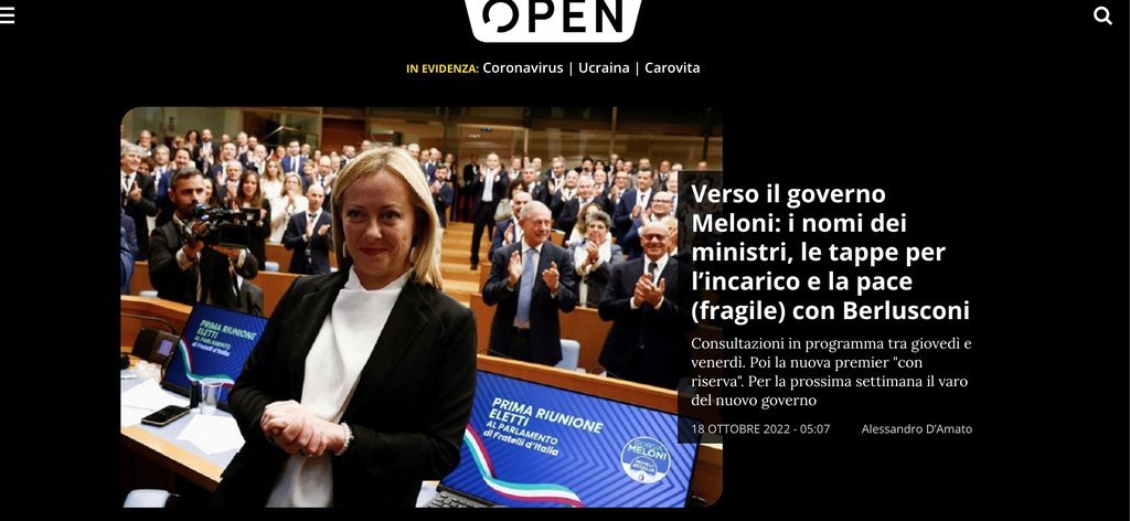 Screenshot of the Open website