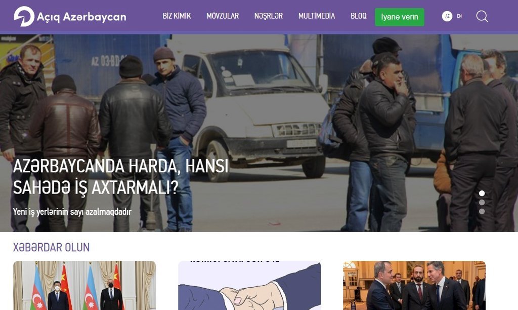 Screenshot of the Open Azerbaijan website