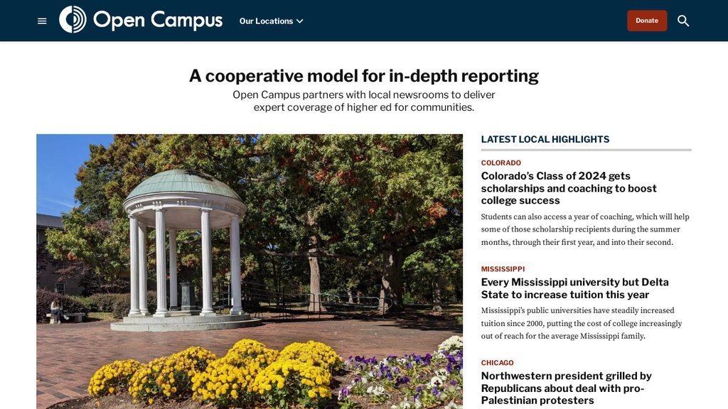 Screenshot of the Open Campus website