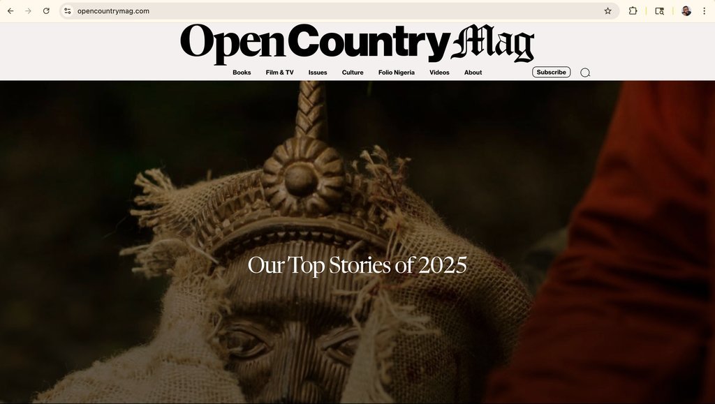 Screenshot of the Open Country Mag website