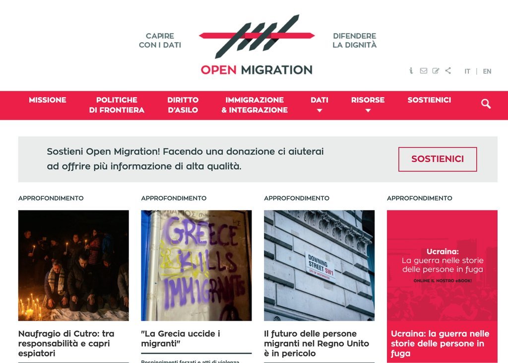 Screenshot of the Open Migration website