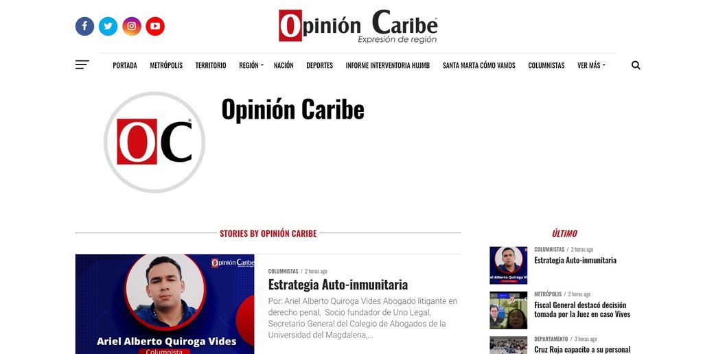 Screenshot of the Opinion Caribe website