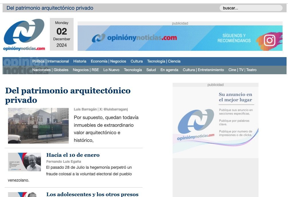 Screenshot of the Opinion Y Noticias website
