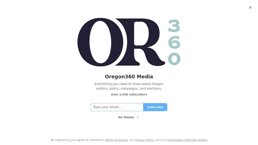 Screenshot of the Oregon360 website