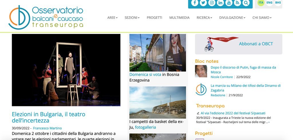 Screenshot of the Osservatorio Balcani e Caucaso Transeuropa website