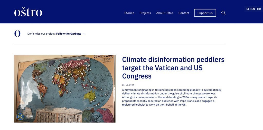 Screenshot of the Oštro website