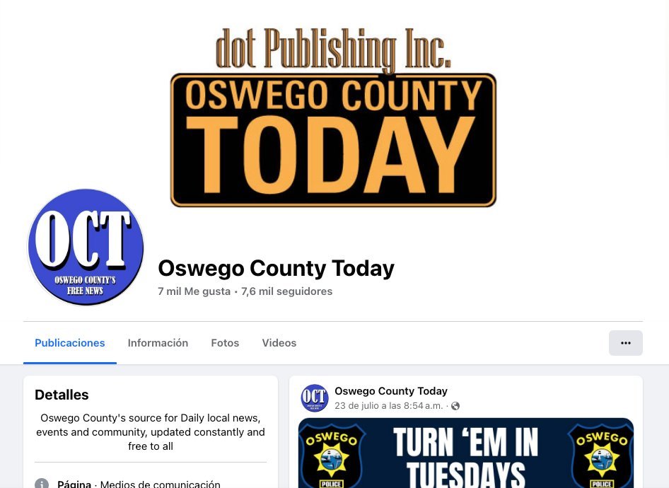 Screenshot of the Oswego County Today website