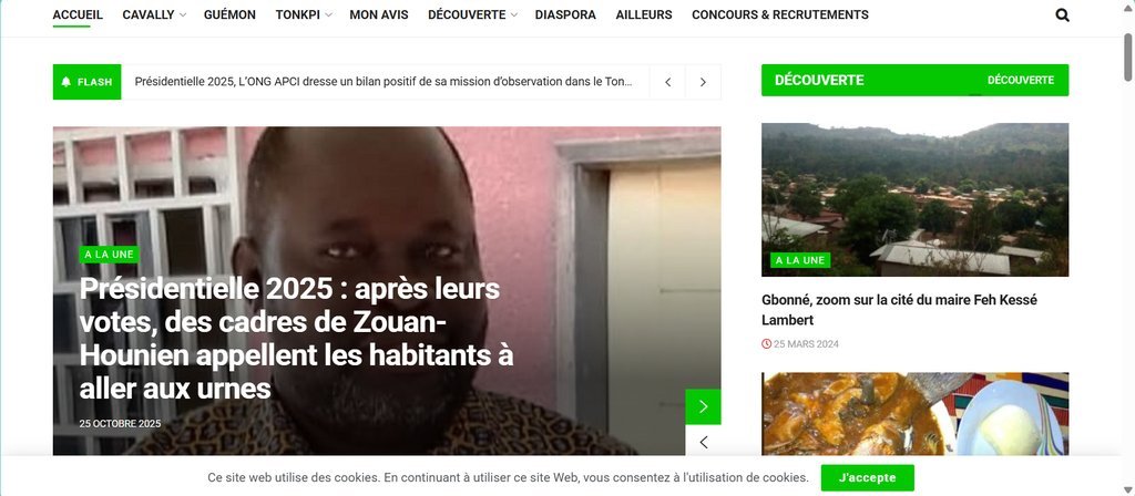 Screenshot of the Ouest media website