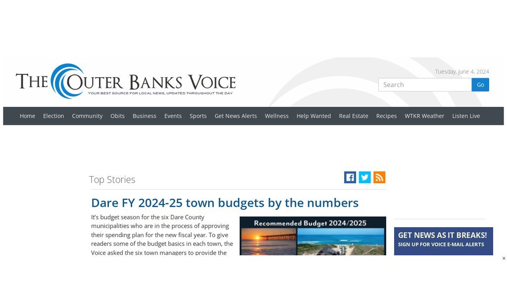 Screenshot of the Outer Banks Voice website