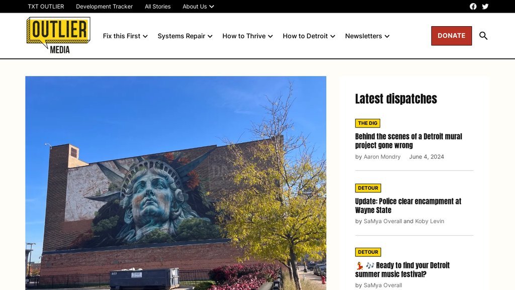 Screenshot of the Outlier Media website