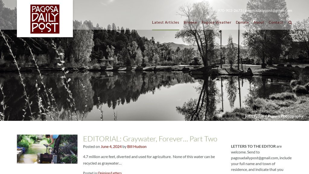 Screenshot of the Pagosa Daily Post website