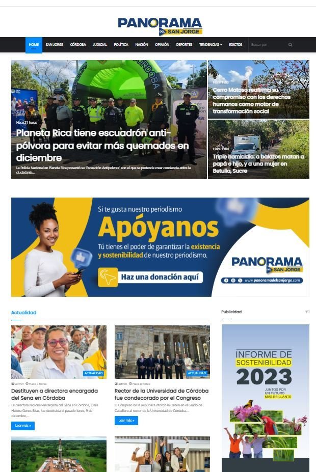 Screenshot of the panorama del san jorge website