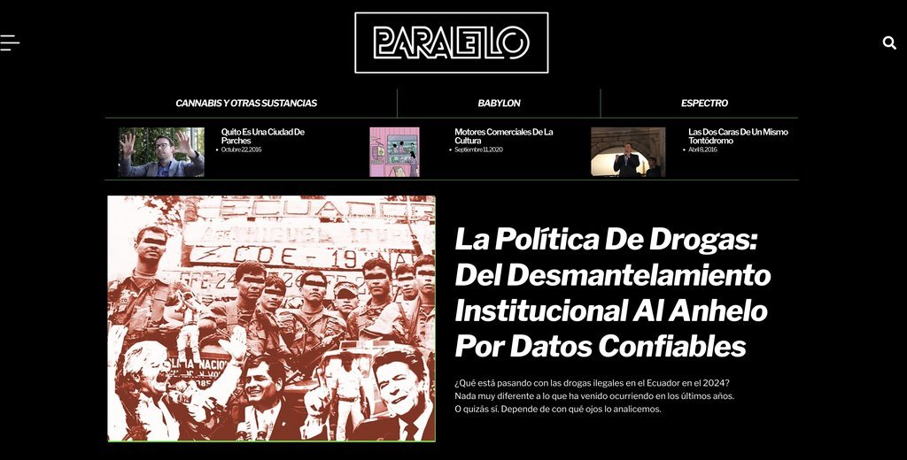 Screenshot of the Paralelo website