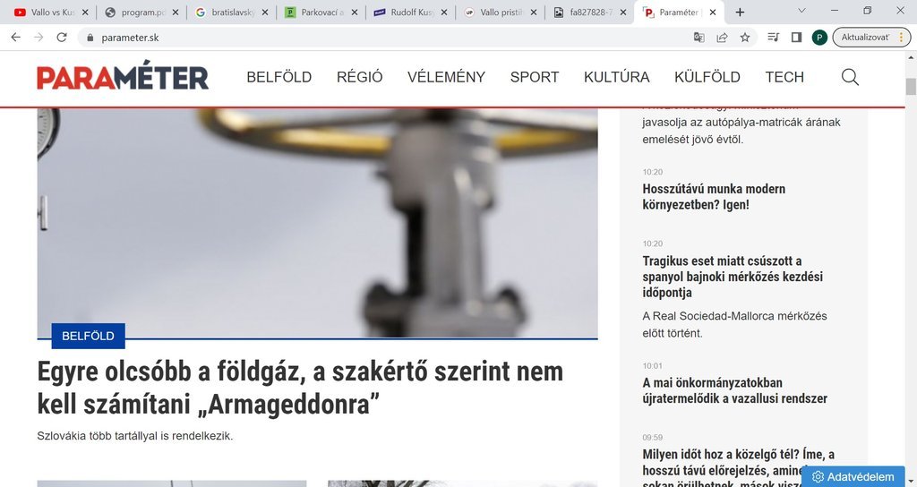 Screenshot of the Parameter.sk website