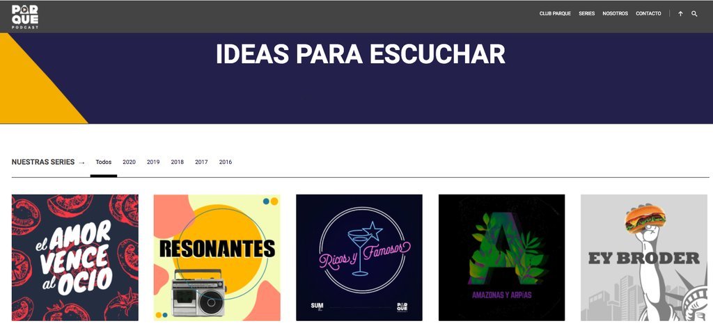 Screenshot of the Parque Podcast website