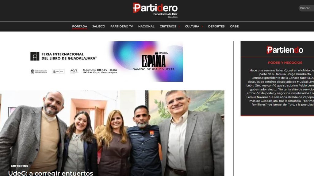 Screenshot of the Partidero | Periodismo De Diez website