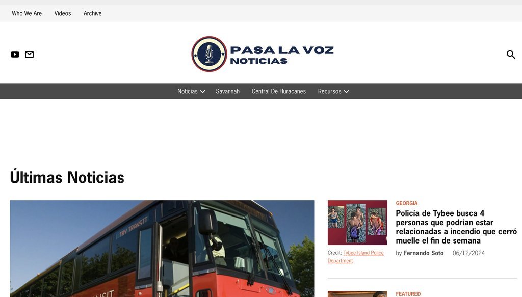 Screenshot of the Pasa La Voz Noticias website