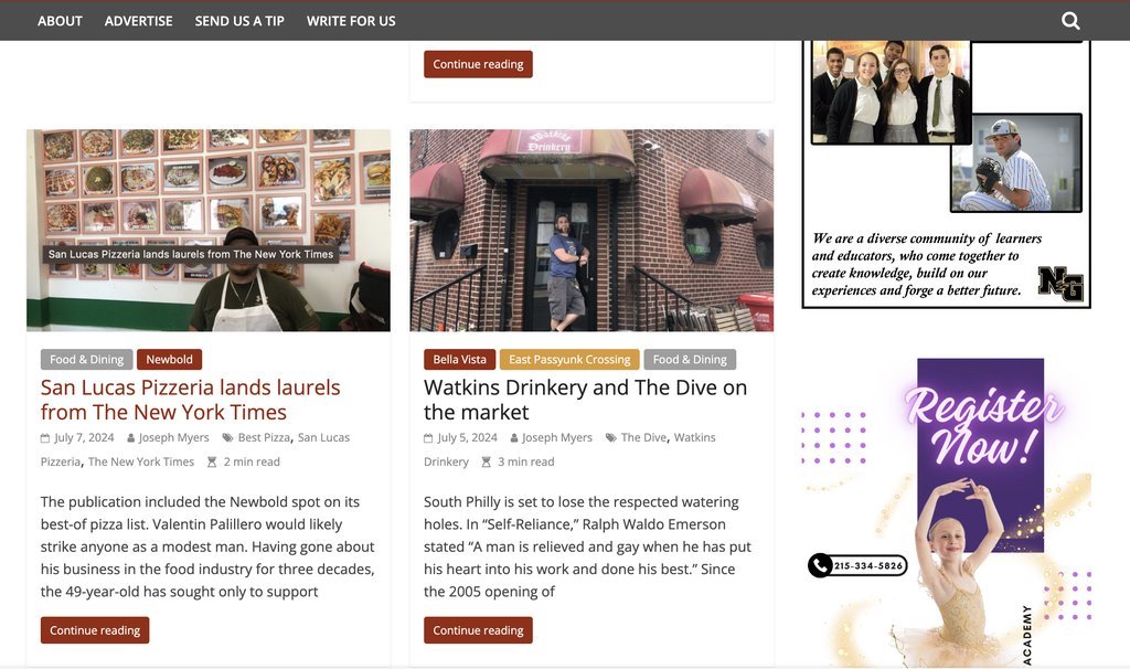 Screenshot of the Passyunk Post website