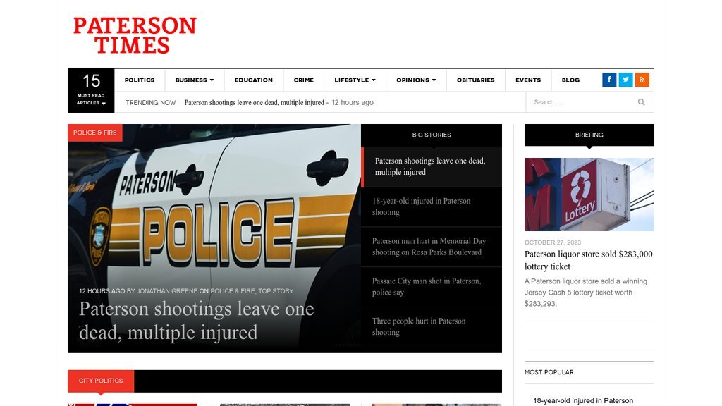 Screenshot of the Paterson Times website