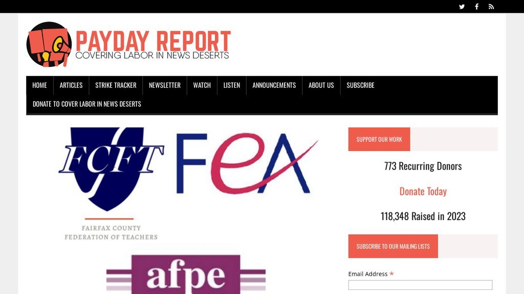Screenshot of the Payday Report website