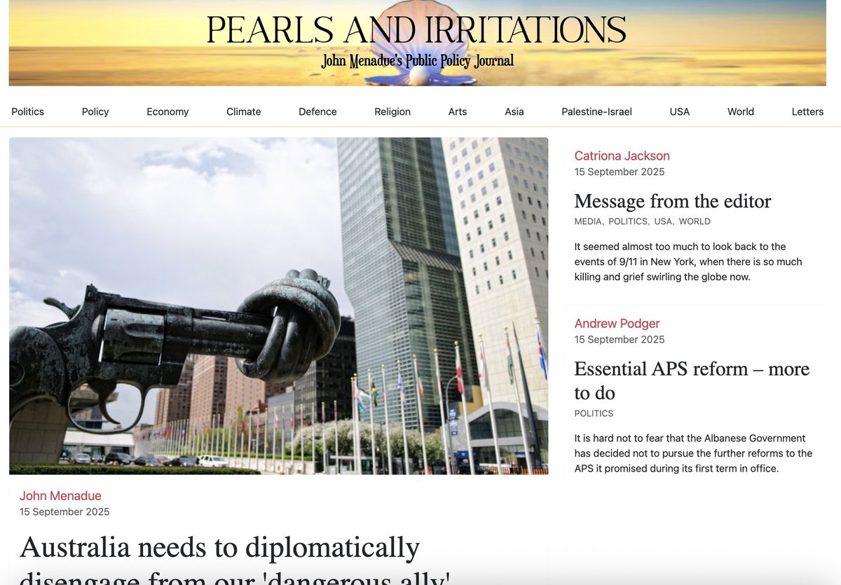Screenshot of the Pearls and Irritations website