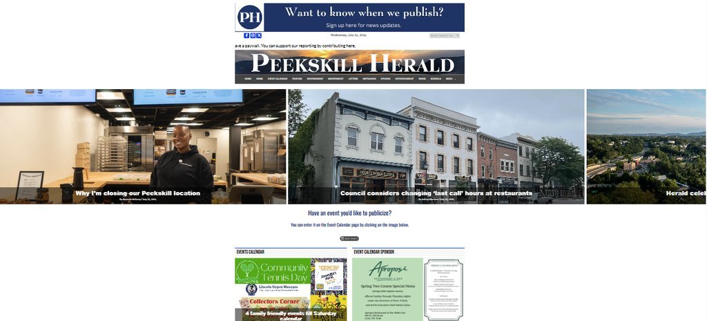 Screenshot of the Peekskill Herald 2.0 website