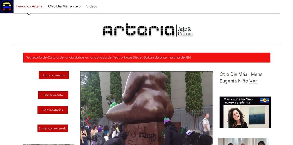 Screenshot of the Periodico Arteria website
