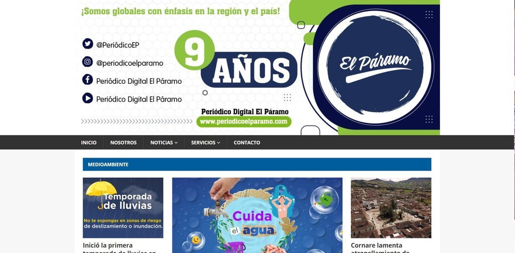 Screenshot of the Periodico Digital El Paramo website