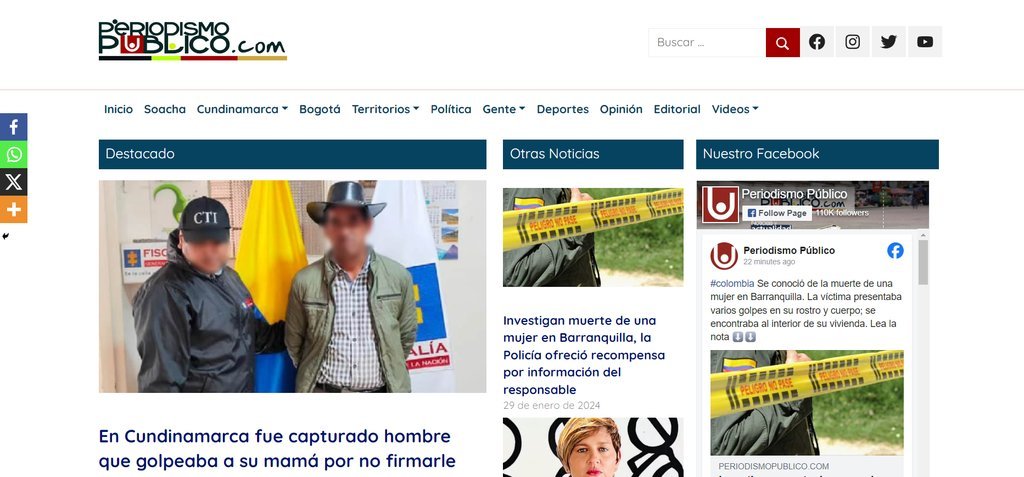 Screenshot of the Periodismo Publico website