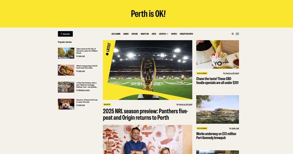 Screenshot of the Perth is OK! website