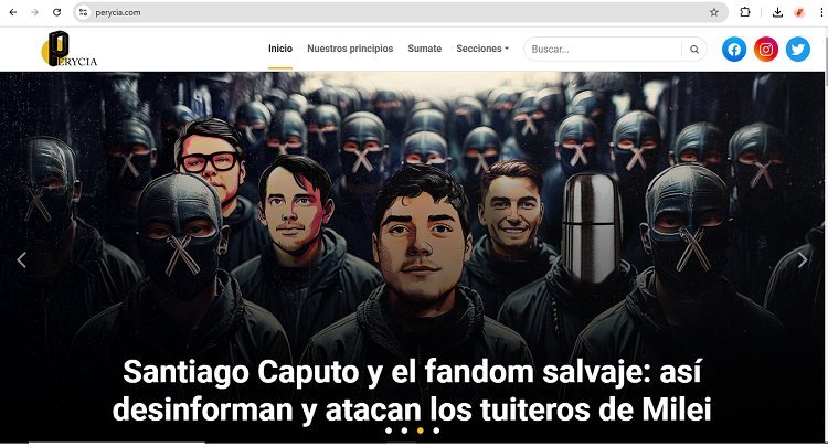 Screenshot of the Perycia - Periodismo Y Justicia website