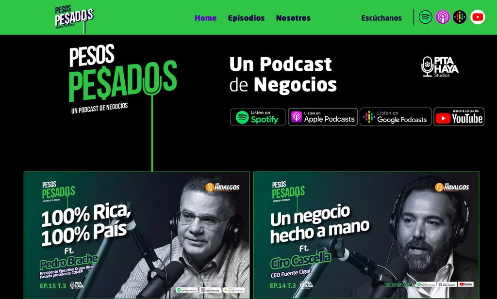 Screenshot of the Pesos Pesados website