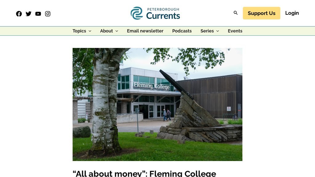 Screenshot of the Peterborough Currents website