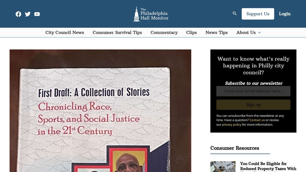 Screenshot of the Philadelphia Hall Monitor, The website