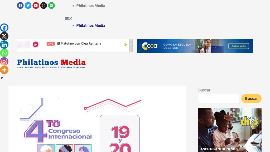 Screenshot of the Philatinos Radio website