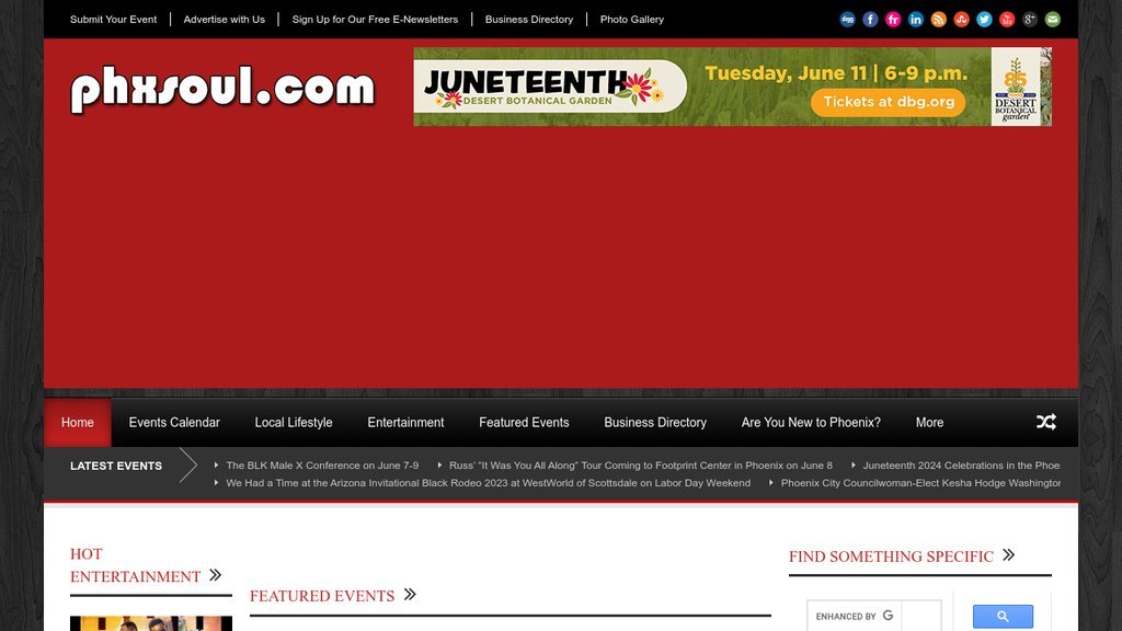 Screenshot of the PhxSoul.com website